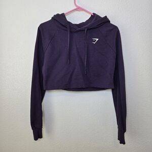 Gymshark Cropped Hoodie Small Womens Purple Cotton Blend